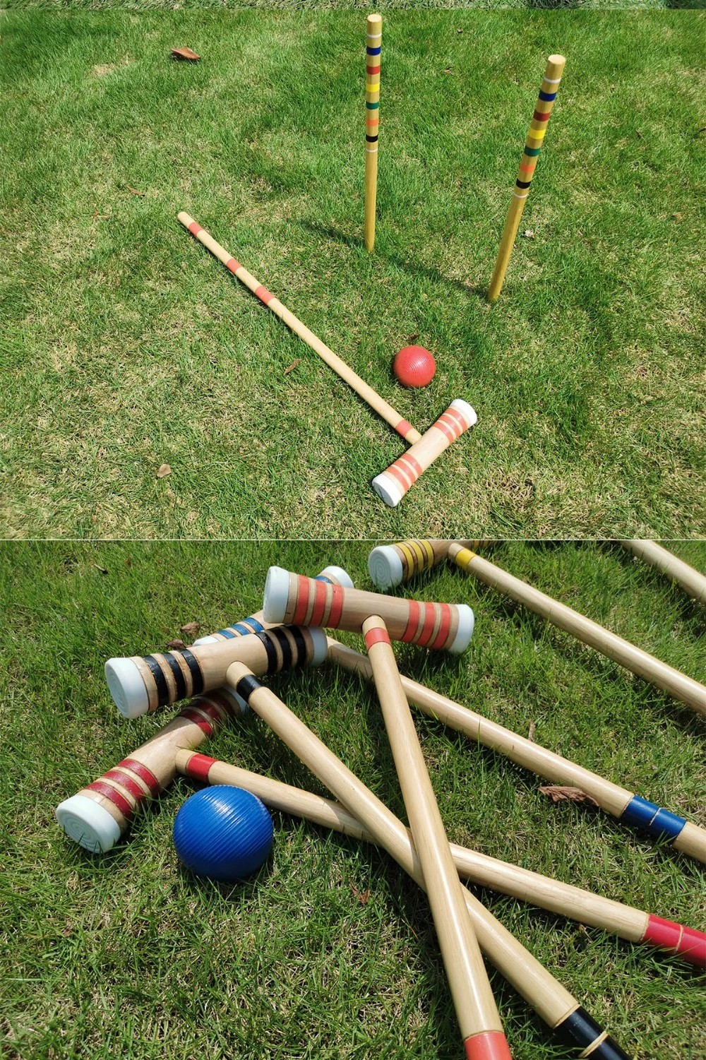 EASTOMMY Natural Solid Wood Outdoor Games Croquet Game 5