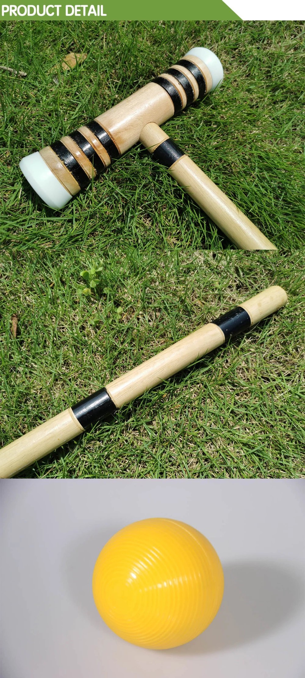EASTOMMY Natural Solid Wood Outdoor Games Croquet Game 6